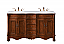 60 inch Double Bathroom Vanity in Teak with Ivory White Marble