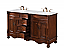 60 inch Double Bathroom Vanity in Teak with Ivory White Marble