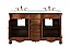 60 inch Double Bathroom Vanity in Teak with Ivory White Marble