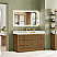  Issac Edwards Collection 60" Double Bathroom Vanity in Weathered Brown with Grain White Stone Countertop, Mirror Option and Linen Cabinet Option