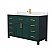 54 Inch Single Bathroom Vanity in Green, White Cultured Marble Countertop, Undermount Square Sink, Brushed Gold Trim