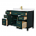 54 Inch Single Bathroom Vanity in Green, White Cultured Marble Countertop, Undermount Square Sink, Brushed Gold Trim