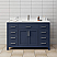 54 Inch Single Bathroom Vanity in Dark Blue with Brushed Nickel Trim and Carrara Cultured Marble Countertop