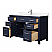54 Inch Single Bathroom Vanity in Dark Blue with Brushed Nickel Trim and Carrara Cultured Marble Countertop