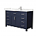 54 Inch Single Bathroom Vanity in Dark Blue with Brushed Nickel Trim and Giotto Quartz Countertop Single Hole