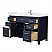 54 Inch Single Bathroom Vanity in Dark Blue with Brushed Nickel Trim and Giotto Quartz Countertop Single Hole
