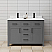 48 inch Double Bathroom Vanity in Dark Gray with Brushed Nickel Trim with Carrara Cultured Marble Countertop, Undermount Square Sinks