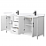 72" Transitional Double Vanity Base in White, 7 Top Options with 2 Hardware Option