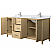 72" Transitional Double Vanity Base in White Oak, 7 Top Options with 2 Hardware Option