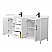 66" Transitional Double Vanity Base in White, 7 Top Options with 2 Hardware Option