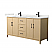 66" Transitional Double Vanity Base in White Oak, 7 Top Options with 2 Hardware Option