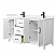 60" Transitional Double Vanity Base in White, 7 Top Options with 2 Hardware Option