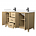  60" Transitional Double Vanity Base in White Oak, 7 Top Options with 2 Hardware Option