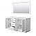 60" Transitional Double Vanity Base in White, 3 Top Option, with 3 Hardware Options and Mirror Option