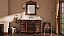 60" Traditional Single Sink Bathroom Vanity Antique Brown with White Quartz Top, Backsplash Option and Mirror Option