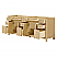 84" Double Bathroom Vanity in Scandinavian Oak, Base only, Satin Bronze Trim with Countertop Options and Hardware Options