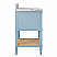  Issac Edwards 24" Bathroom Vanity in Matte Light Blue Lacquer with Open Cane Shelf, White Marble Top, Porcelain Sink, and Antique Brass Ring Hardware
