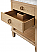 Issac Edwards 24" Bathroom Vanity in Cerused Oak with Open Cane Shelf, White Marble Top, Porcelain Sink, and Antique Brass Ring Hardware