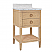 Issac Edwards 24" Bathroom Vanity in Cerused Oak with Open Cane Shelf, White Marble Top, Porcelain Sink, and Antique Brass Ring Hardware