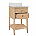 Issac Edwards 24" Bathroom Vanity in Cerused Oak with Open Cane Shelf, White Marble Top, Porcelain Sink, and Antique Brass Ring Hardware