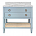  Issac Edwards 36.5" Bathroom Vanity in Matte Light Blue with Open Cane Shelf, White Marble Top, Porcelain Sink