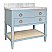  Issac Edwards 36.5" Bathroom Vanity in Matte Light Blue with Open Cane Shelf, White Marble Top, Porcelain Sink