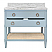  Issac Edwards 36.5" Bathroom Vanity in Matte Light Blue with Open Cane Shelf, White Marble Top, Porcelain Sink