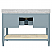  Issac Edwards 48" Bathroom Vanity in Matte Light Blue Lacquer with Open Cane Shelf, White Marble Top, Porcelain Sink, and Antique Brass Ring Hardware