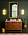 Issac Edwards 48" Bath Vanity in Matte Dark Burl Wood and Antique Brass with White Marble Top and Porcelain Sink