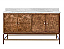 Issac Edwards 60" Double Bath Vanity in Matte Dark Burl Wood and Antique Brass with White Marble Top and Porcelain Sinks