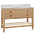  Issac Edwards 48" Bathroom Vanity in Cerused Oak with Open Cane Shelf, White Marble Top, Porcelain Sink, and Antique Brass Ring Hardware