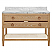 Issac Edwards 48" Bathroom Vanity in Cerused Oak with Open Cane Shelf, White Marble Top, Porcelain Sink, and Antique Brass Ring Hardware