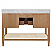  Issac Edwards 48" Bathroom Vanity in Cerused Oak with Open Cane Shelf, White Marble Top, Porcelain Sink, and Antique Brass Ring Hardware