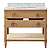  Issac Edwards 36.5" Bathroom Vanity in Cerused Oak with Open Cane Shelf, White Marble Top, Porcelain Sink, and Antique Brass Ring Hardware