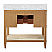 Issac Edwards 36.5" Bathroom Vanity in Cerused Oak with Open Cane Shelf, White Marble Top, Porcelain Sink, and Antique Brass Ring Hardware