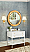Issac Edwards 36.5" in Matte White Vanity with Cane Shelf and Brass Ball Hardware