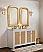 Issac Edwards 60″ Bathroom Vanity in Matte White Lacquer with Cane Doors and Polished Brass Knobs