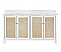 Issac Edwards 60″ Bathroom Vanity in Matte White Lacquer with Cane Doors and Polished Brass Knobs