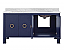 Issac Edwards 60″ Bath Vanity in Textured Navy Linen with Antique Brass Hardware, White Marble Top and Double Porcelain Sinks