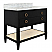 Issac Edwards 36.5" Bath Vanity in Matte Black Lacquer with Open Cane Shelf, Porcelain Sink and Antique Brass Ring Hardware