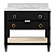 Issac Edwards 36.5" Bath Vanity in Matte Black Lacquer with Open Cane Shelf, Porcelain Sink and Antique Brass Ring Hardware