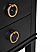Issac Edwards 36.5" Bath Vanity in Matte Black Lacquer with Open Cane Shelf, Porcelain Sink and Antique Brass Ring Hardware