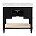Issac Edwards 36.5" Bath Vanity in Matte Black Lacquer with Open Cane Shelf, Porcelain Sink and Antique Brass Ring Hardware