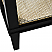 Issac Edwards 36.5" Bath Vanity in Matte Black Lacquer with Open Cane Shelf, Porcelain Sink and Antique Brass Ring Hardware