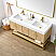 60M" Double Sink Bath Vanity in Dark Oak with White Grain Composite Stone Top