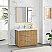 42" Free-standing Single Bath Vanity in Washed Ash Grey with Pure White Quartz Stone Top
