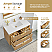 42" Free-standing Single Bath Vanity in Washed Ash Grey with Pure White Quartz Stone Top