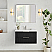  36" Floating Single Bath Vanity in Oak Weathered Black with Pure White Quartz Stone Top