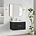  36" Floating Single Bath Vanity in Oak Weathered Black with Pure White Quartz Stone Top
