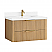  36" Floating Single Bath Vanity in Washed Ash Grey with Pure White Quartz Stone Top